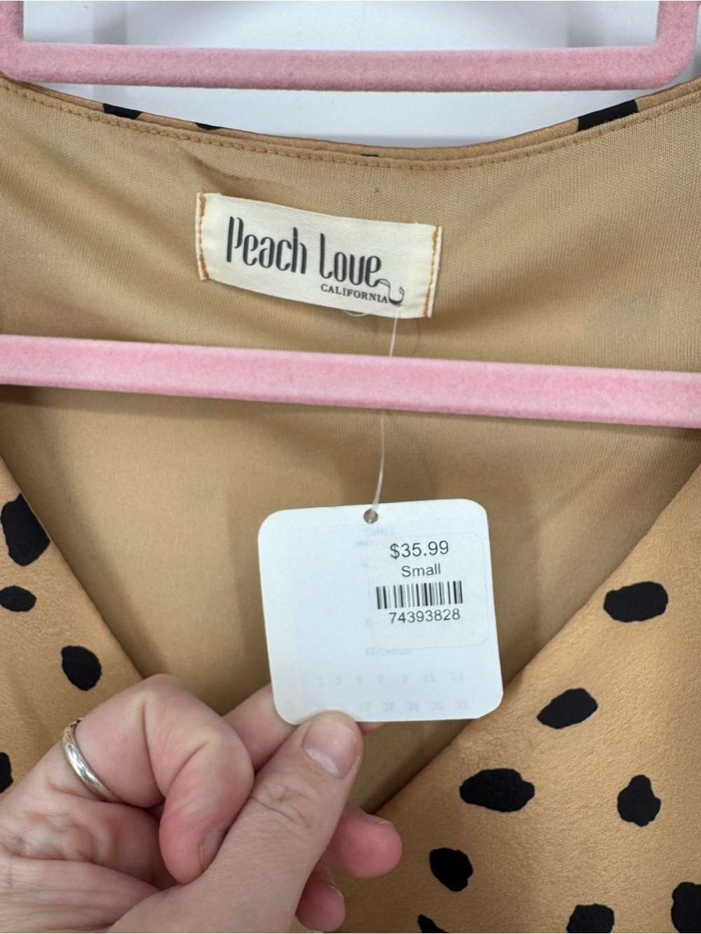 Peach Love Boho Boutique Camel + Black Animal Print Tie Waist Dress Small NWT - Picture 8 of 11